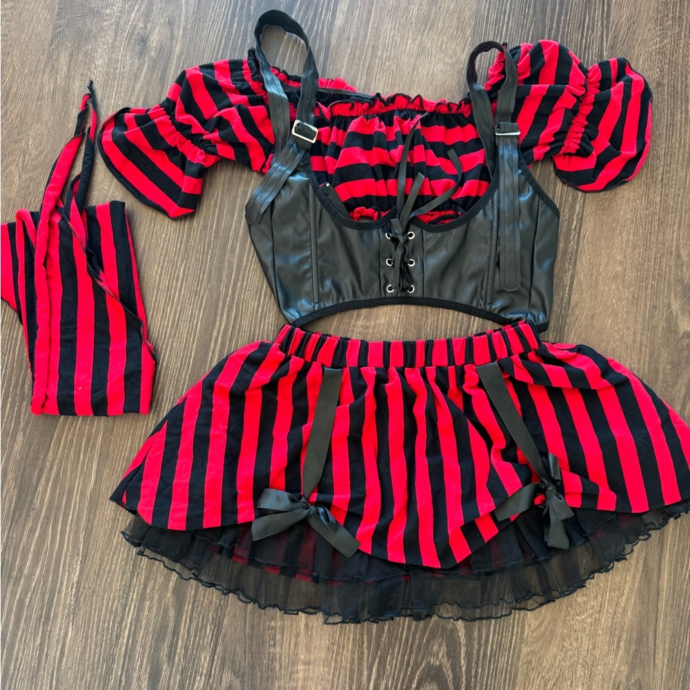Dolls Kill Red and Black Pirate costume